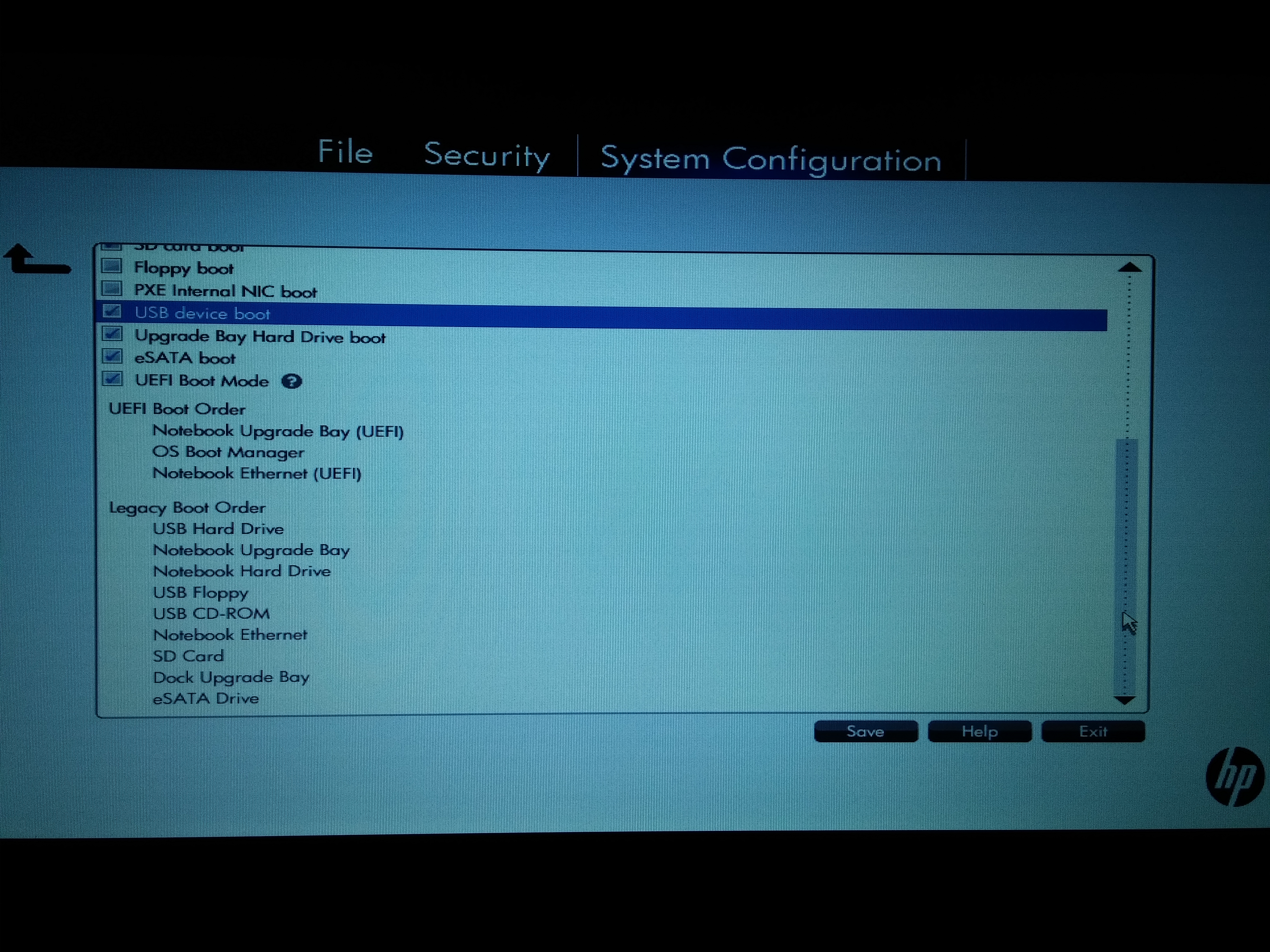 Boot Options Screen 2